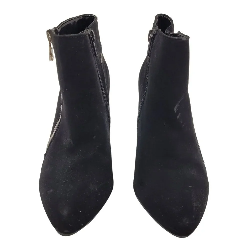 Black Ankle Boots with Multiple Silver Tone Zippers 7M/37